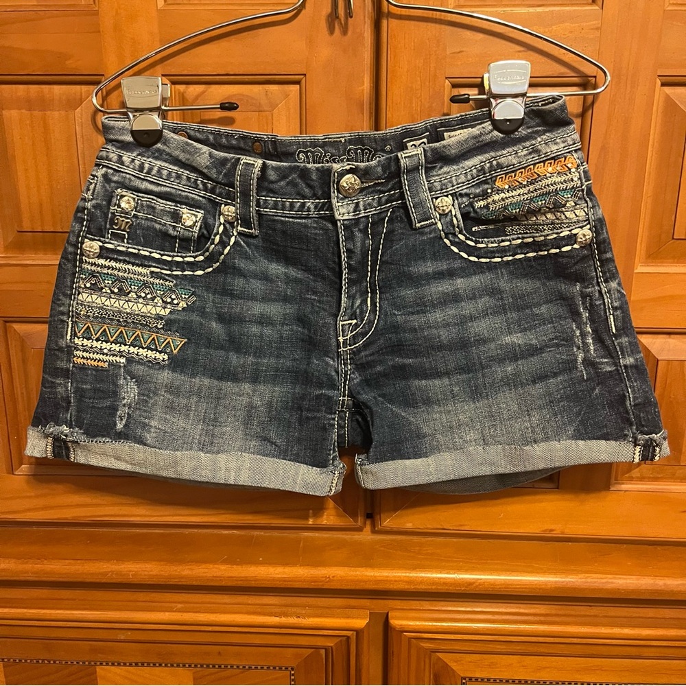 Miss Me Blue Jean Shorts Distressed Cuffed